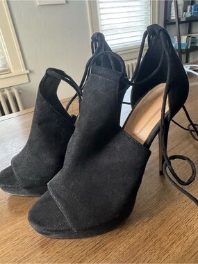 ALDO Tilley Peep Toe Faux Suede Heels